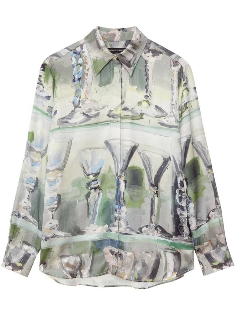 MSGM painterly-print long-sleeve shirt - Green von MSGM