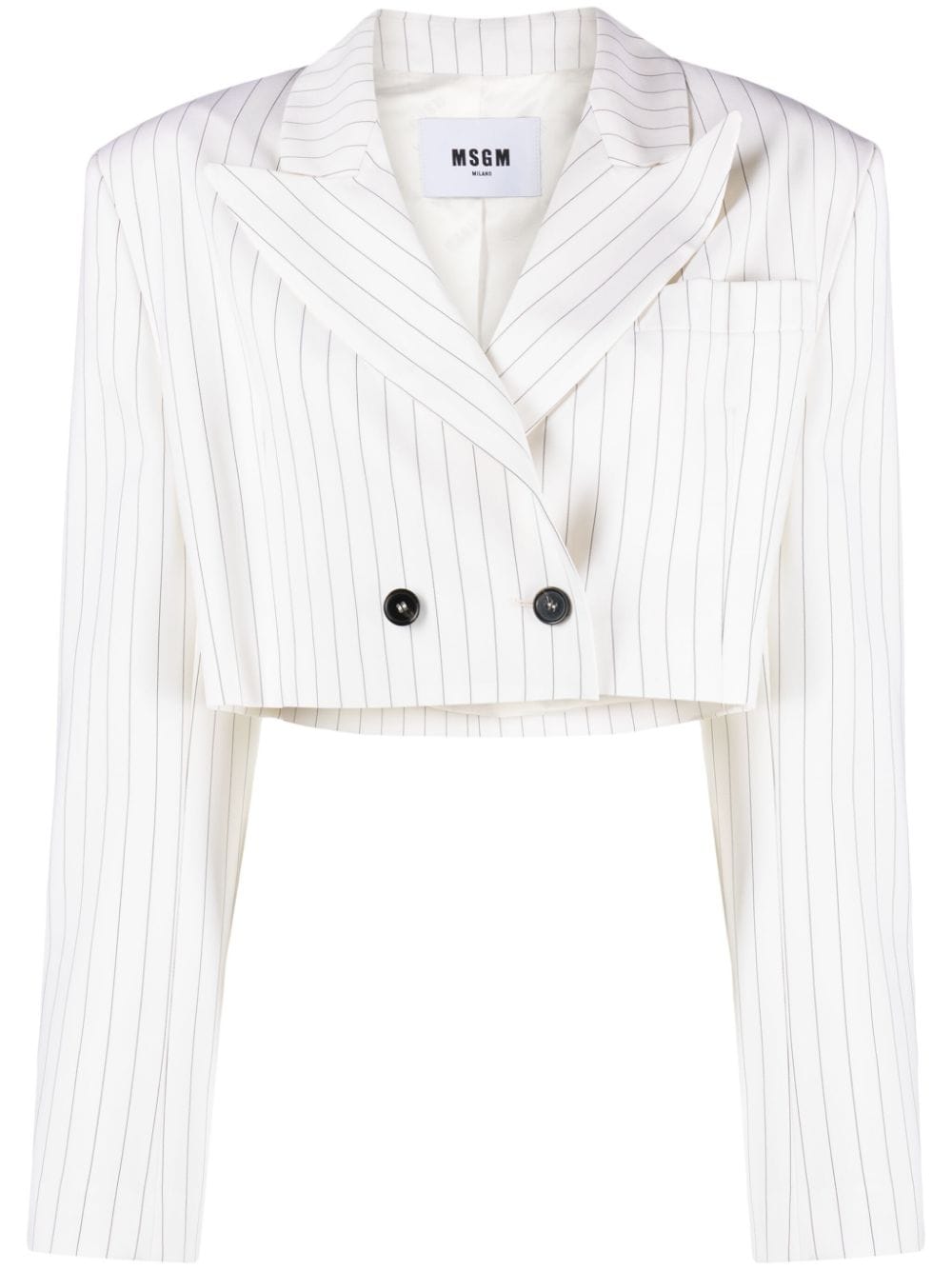 MSGM pinstripe-pattern cropped blazer - White