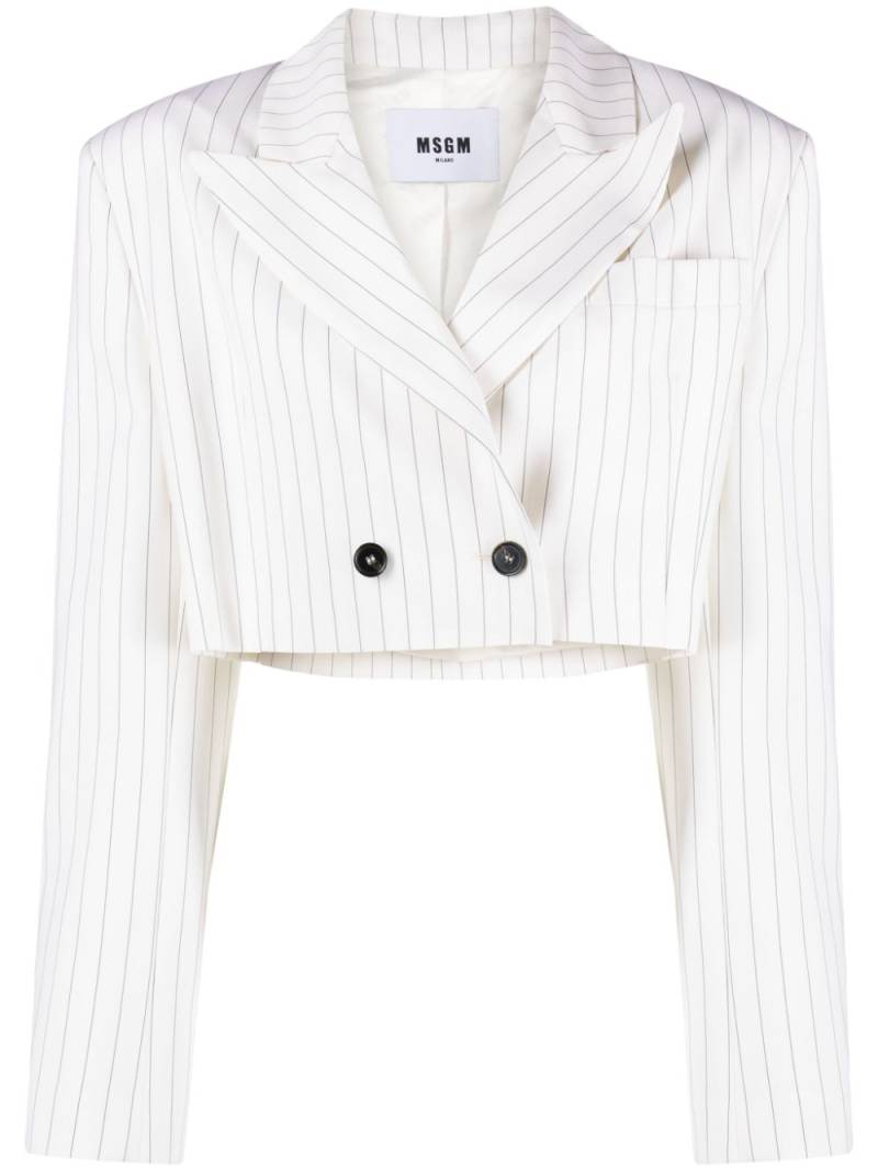 MSGM pinstripe-pattern cropped blazer - White von MSGM