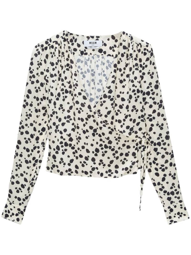 MSGM polka dot-print V-neck blouse - Neutrals von MSGM