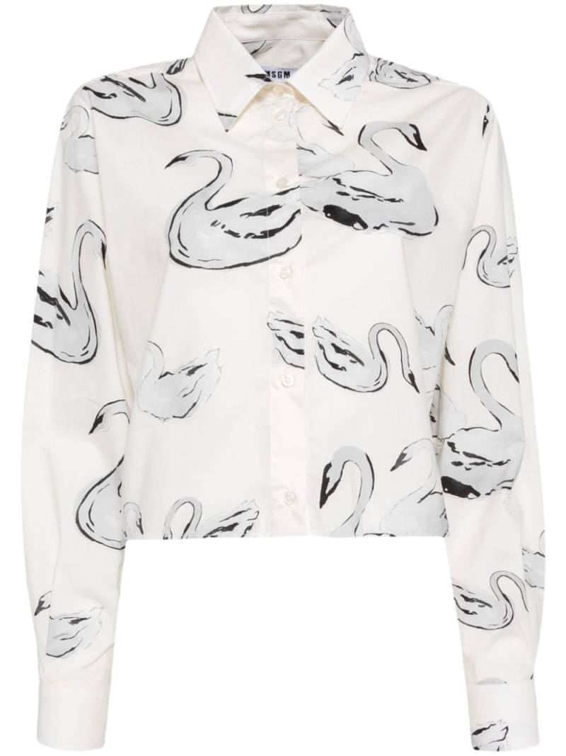 MSGM printed cropped shirt - Neutrals von MSGM