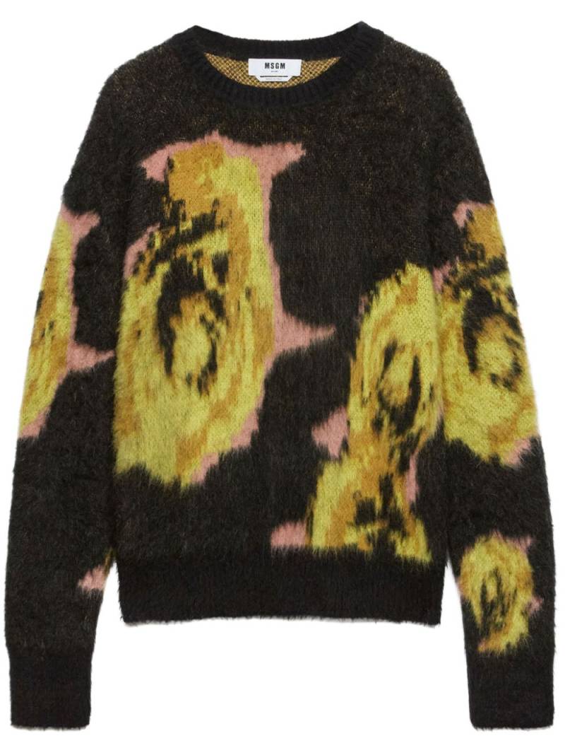 MSGM rose intarsia print jumper - Black von MSGM