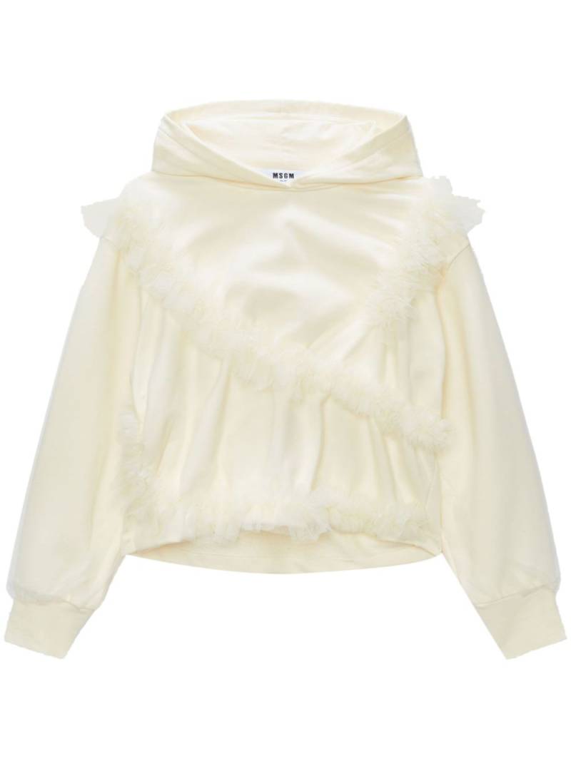 MSGM ruffled cotton hoodie - Neutrals von MSGM