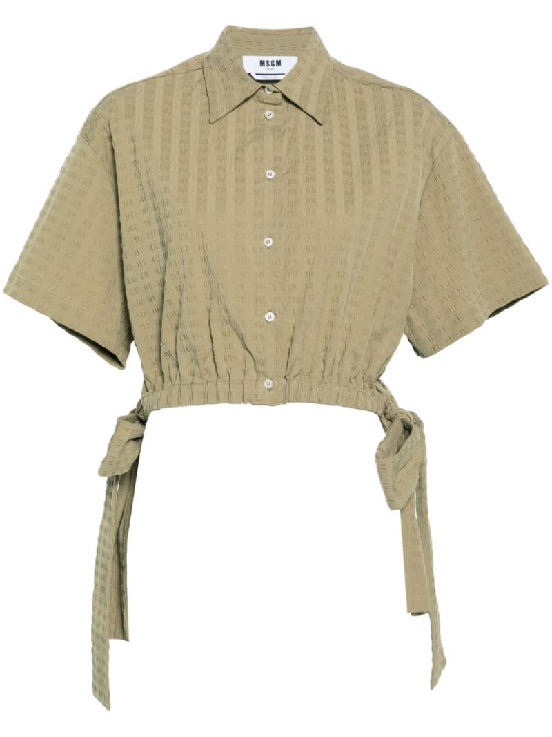 MSGM seersucker cropped shirt - Green von MSGM