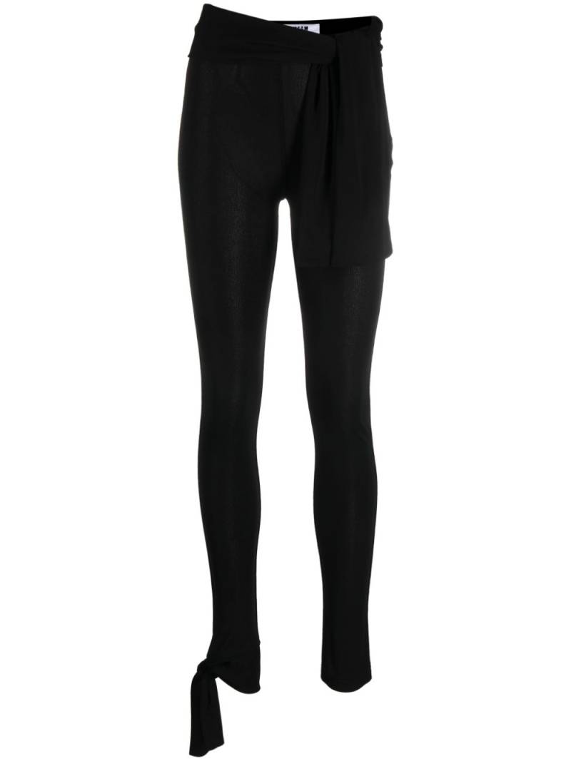 MSGM semi-sheer tied-waist leggings - Black von MSGM