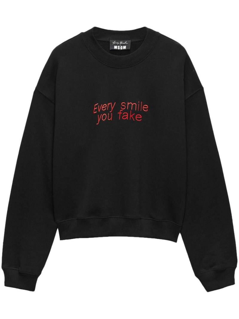 MSGM slogan-embroidered sweatshirt - Black von MSGM