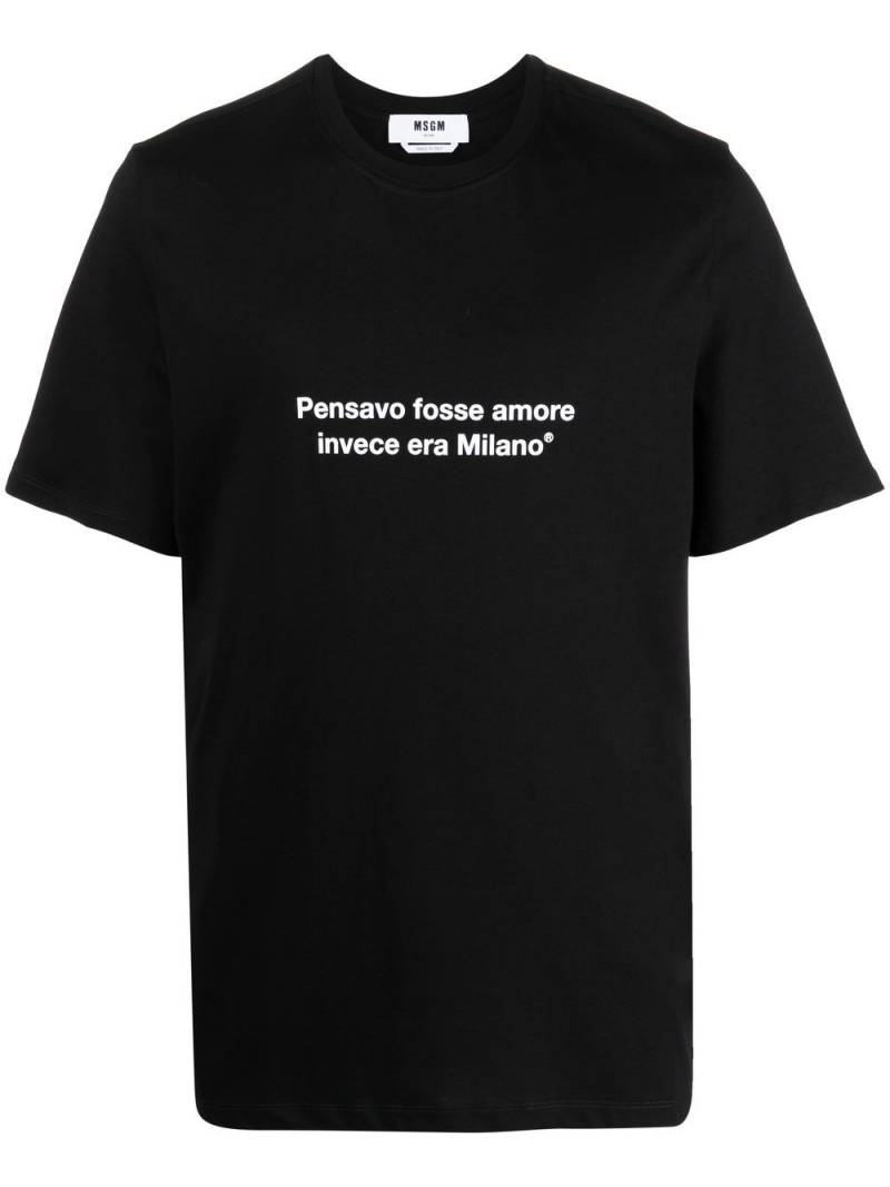 MSGM slogan-print cotton T-shirt - Black von MSGM