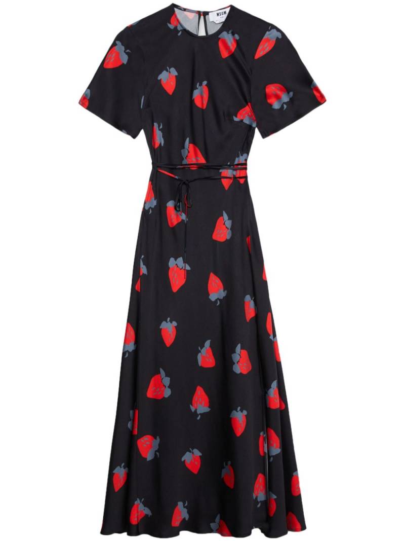 MSGM strawberry-print belted dress - Black von MSGM