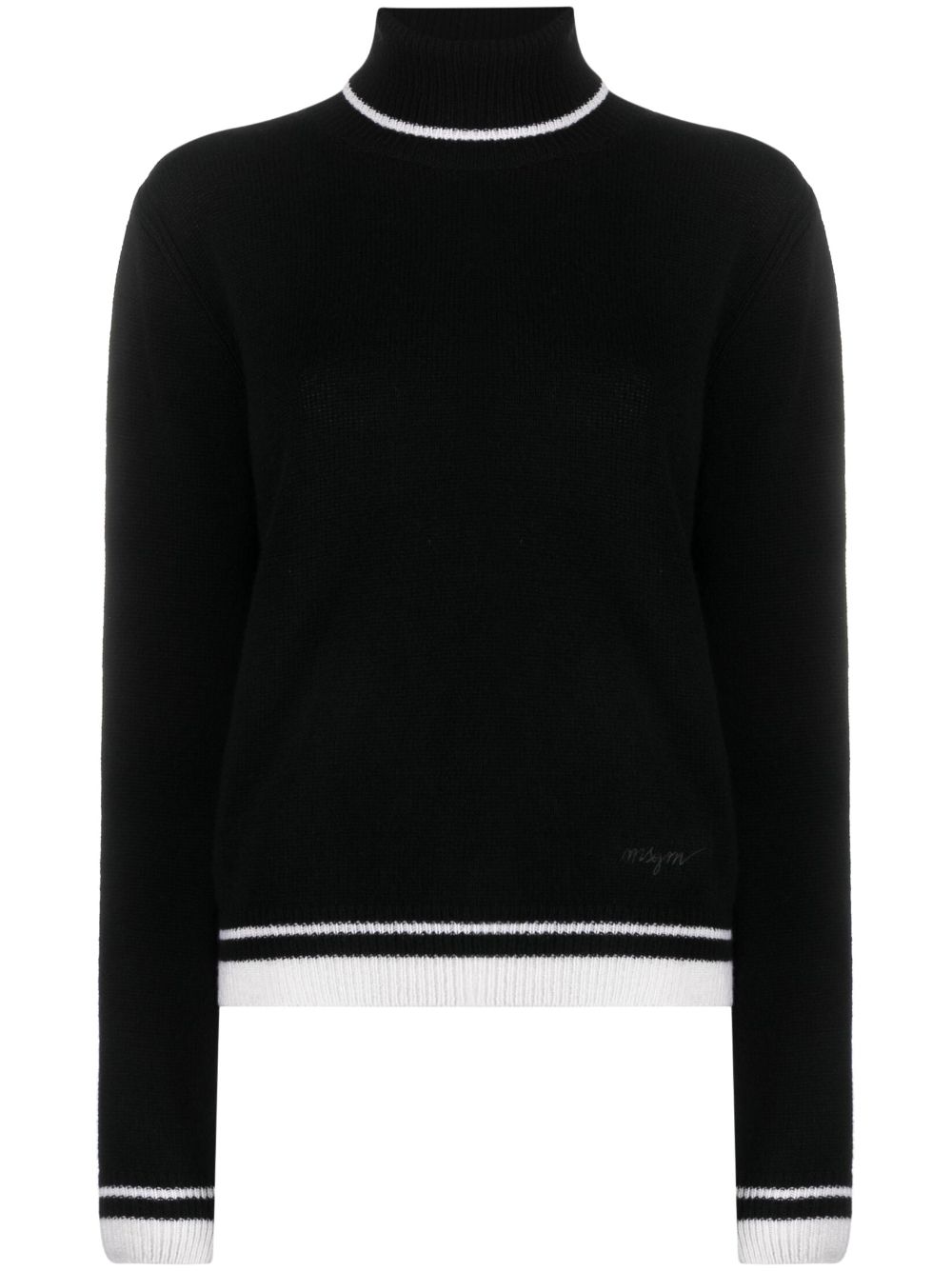 MSGM stripe-detail high-neck jumper - Black von MSGM