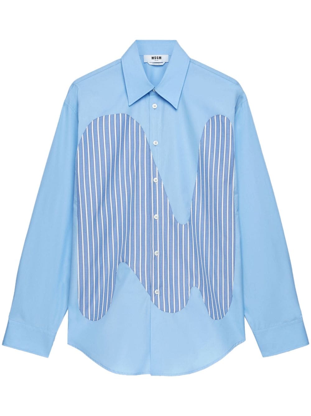 MSGM striped panel buttoned shirt - Blue von MSGM