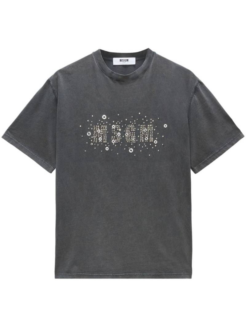 MSGM studded-logo faded T-shirt - Grey von MSGM