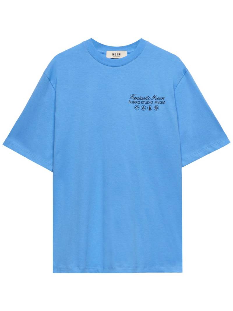 MSGM x Burro Studio logo-print T-shirt - Blue von MSGM