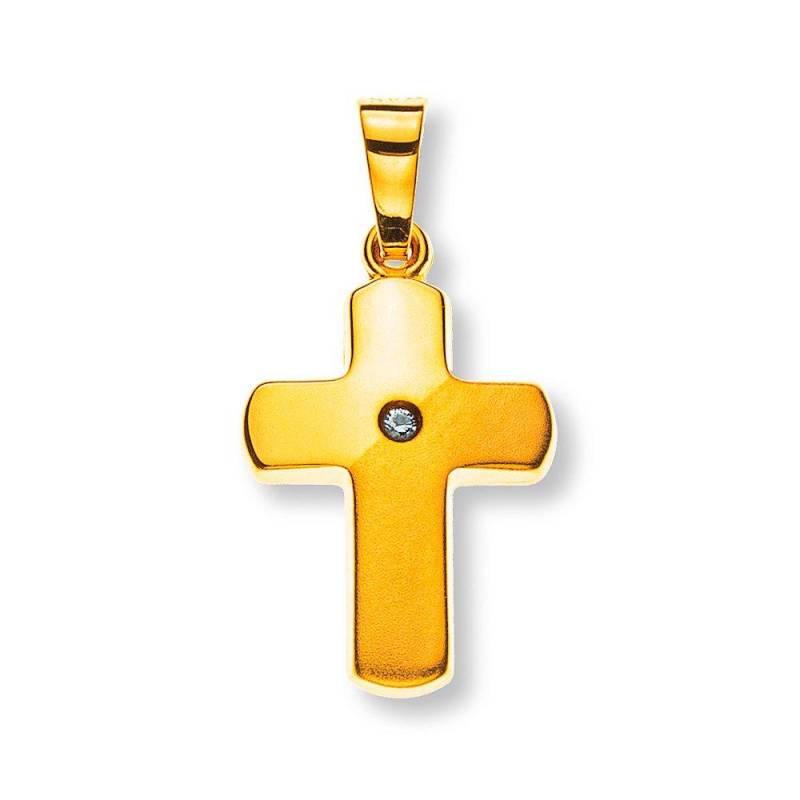 Anhänger Kreuz Gelbgold 750, 23x12mm Brillant 0.0075ct. Damen Gelbgold ONE SIZE von MUAU Schmuck