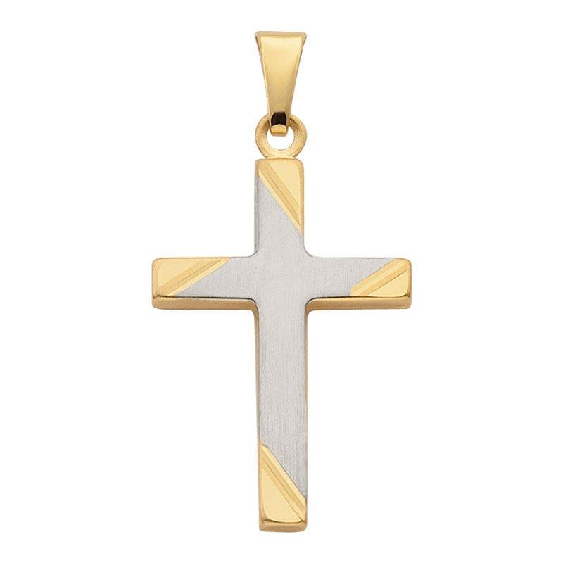 Anhänger Kreuz Gelbgold 750, 27x14mm Damen Gelbgold ONE SIZE von MUAU Schmuck