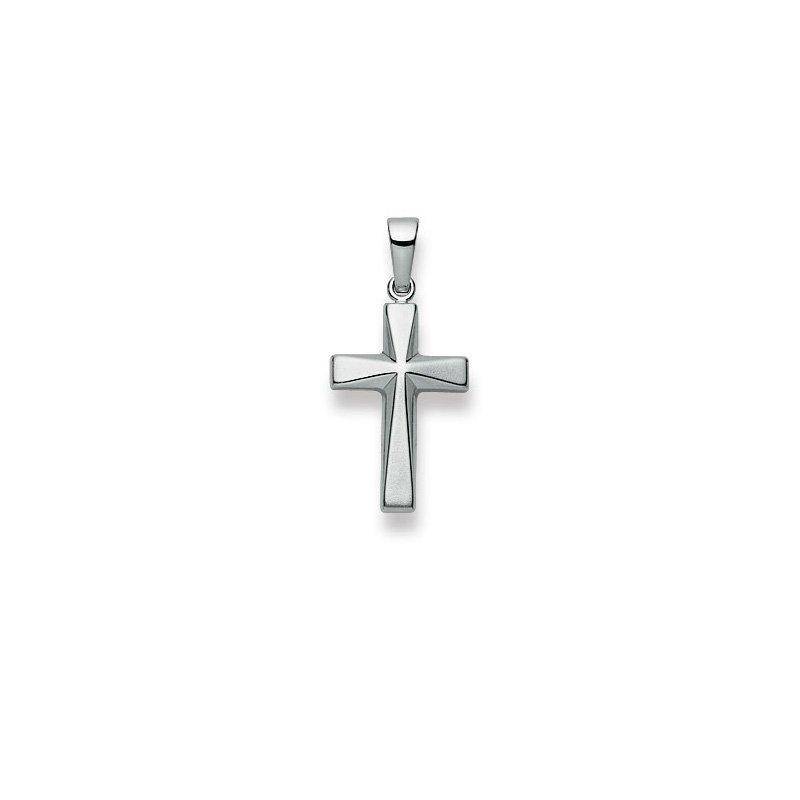 Anhänger Kreuz Weissgold 750, 25x12mm Damen Silber ONE SIZE von MUAU Schmuck