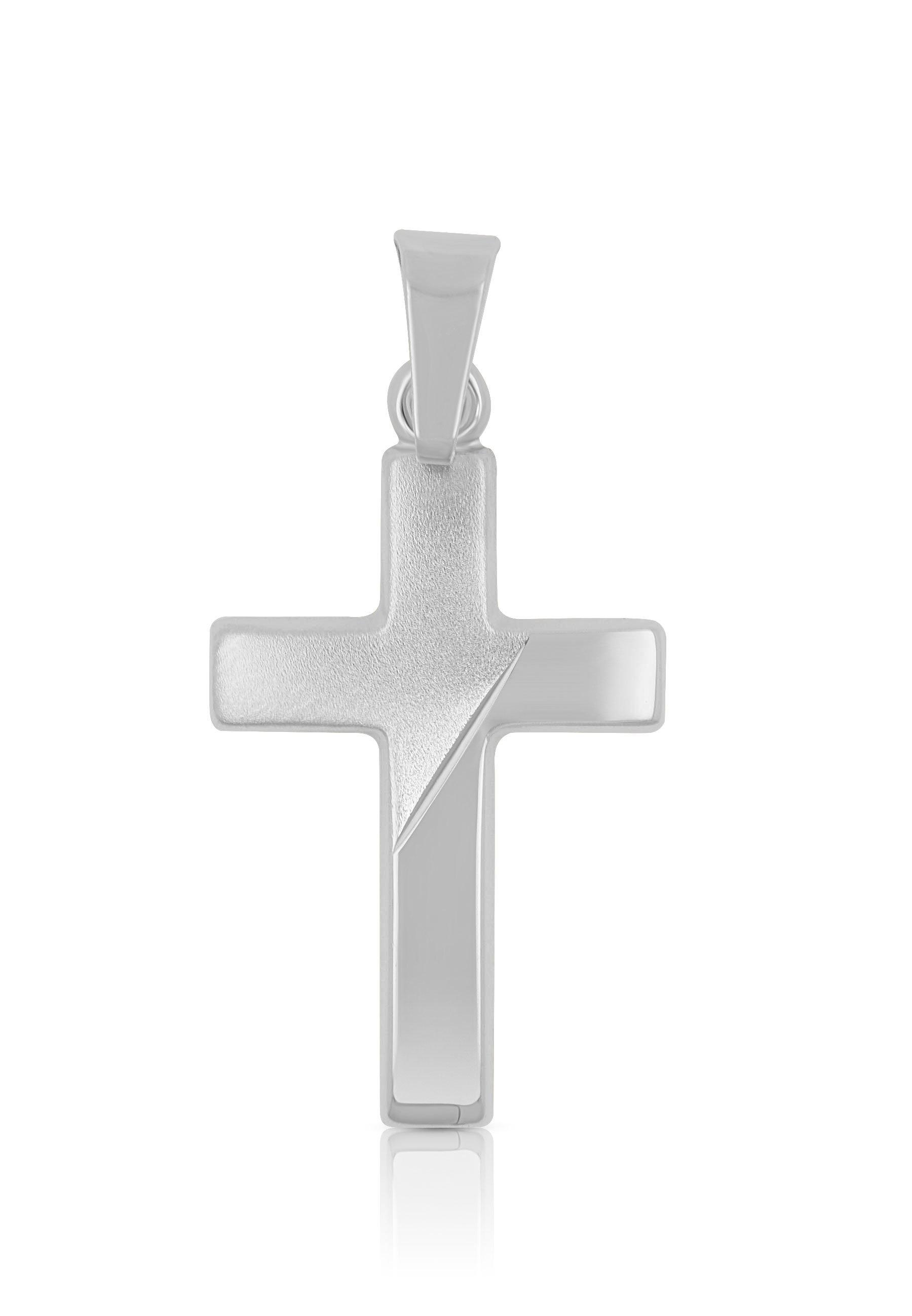 Anhänger Kreuz Weissgold 750, 25x12mm Damen Silber ONE SIZE von MUAU Schmuck