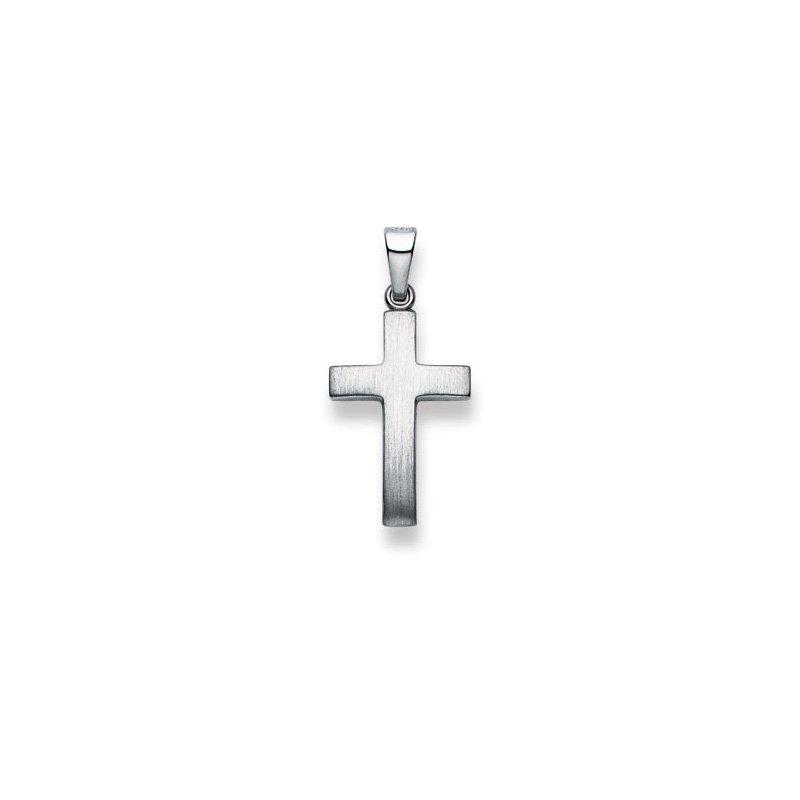 Anhänger Kreuz Weissgold 750, 25x12mm Damen Silber ONE SIZE von MUAU Schmuck