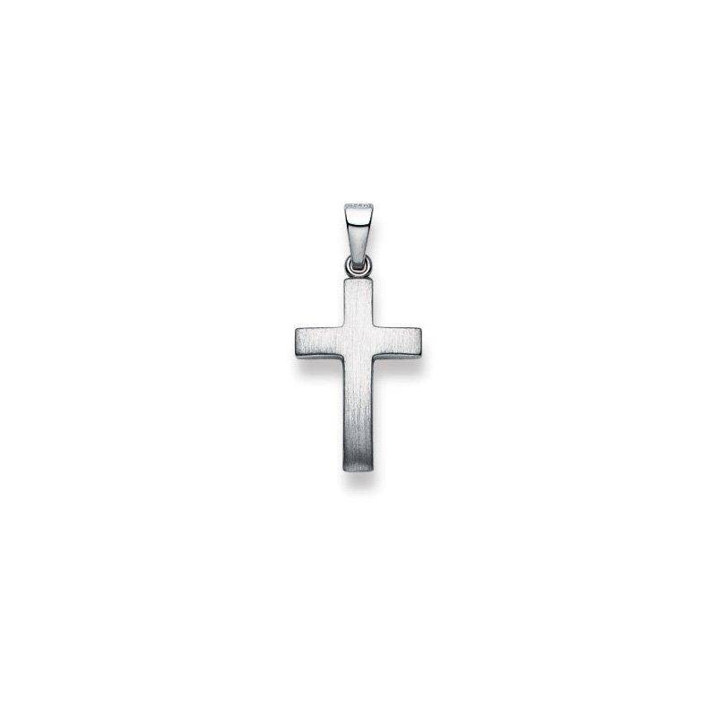 Anhänger Kreuz Weissgold 750, 25x12mm Damen Silber ONE SIZE von MUAU Schmuck