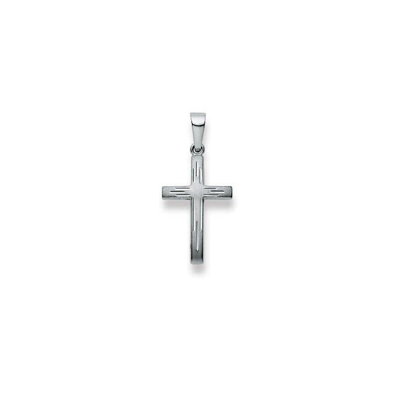 Anhänger Kreuz Weissgold 750, 26x12mm Damen Silber ONE SIZE von MUAU Schmuck