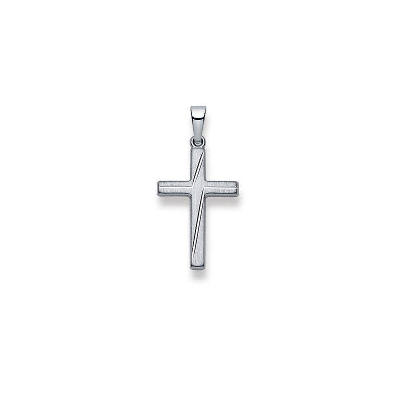 Anhänger Kreuz Weissgold 750, 28x14mm Damen Silber ONE SIZE von MUAU Schmuck