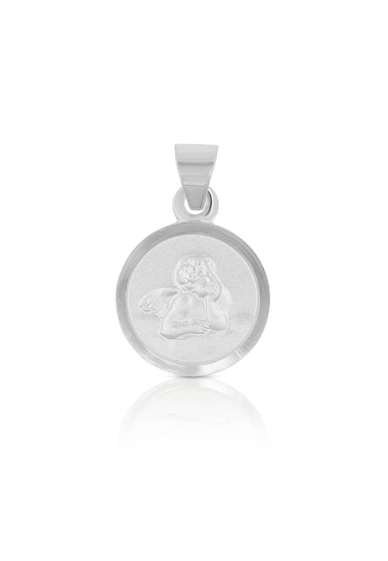 Anhänger Medaille Engel Weissgold 750, 10mm Damen Silber ONE SIZE von MUAU Schmuck