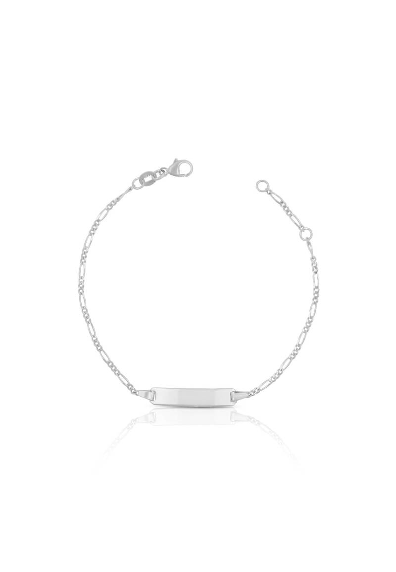 Bébé Bracelet Figaro Weissgold 375, 16cm Gravurplatte 1.8cm Damen Silber 16cm von MUAU Schmuck