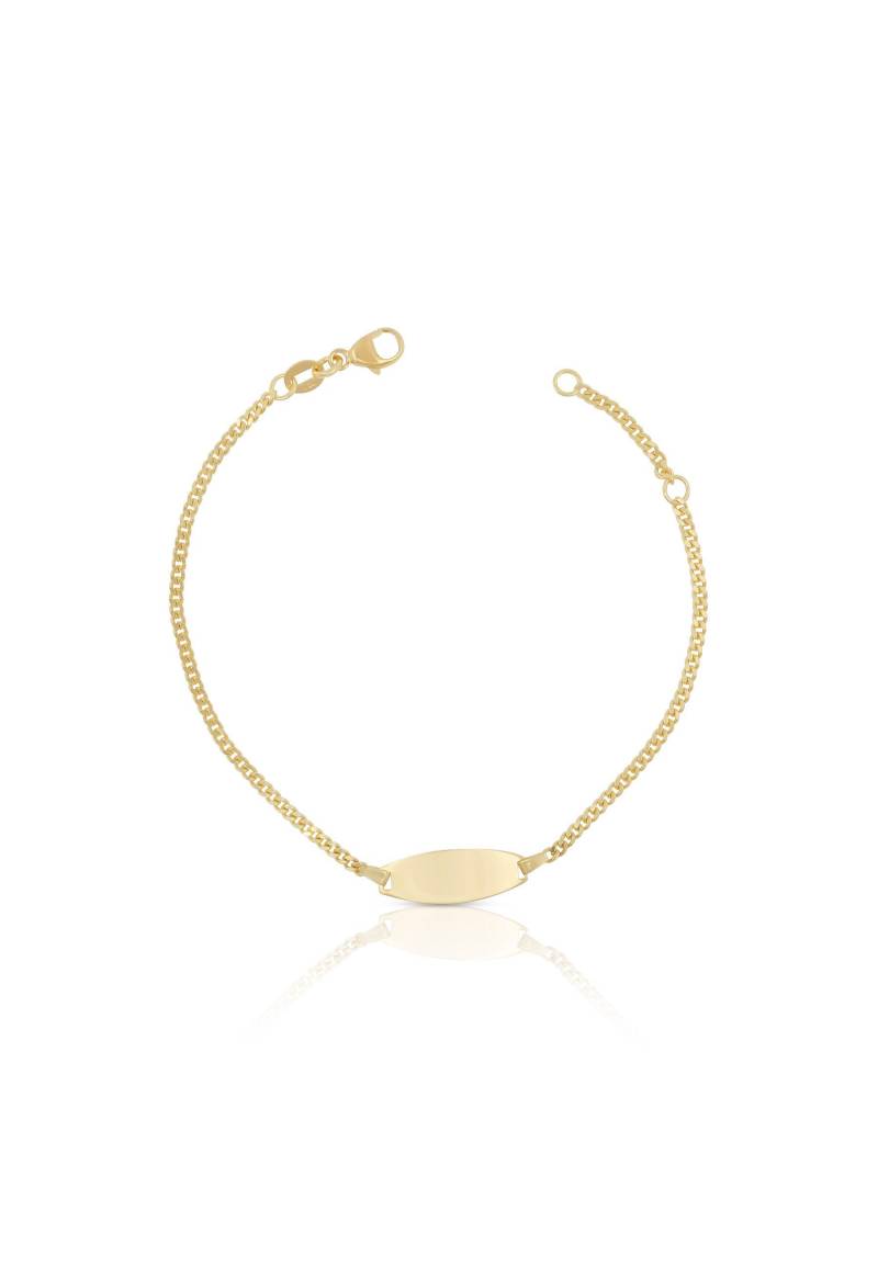 Bébé Bracelet Panzer Gelbgold 375, 16cm Gravurplatte 1.9cm Damen Gelbgold 16cm von MUAU Schmuck