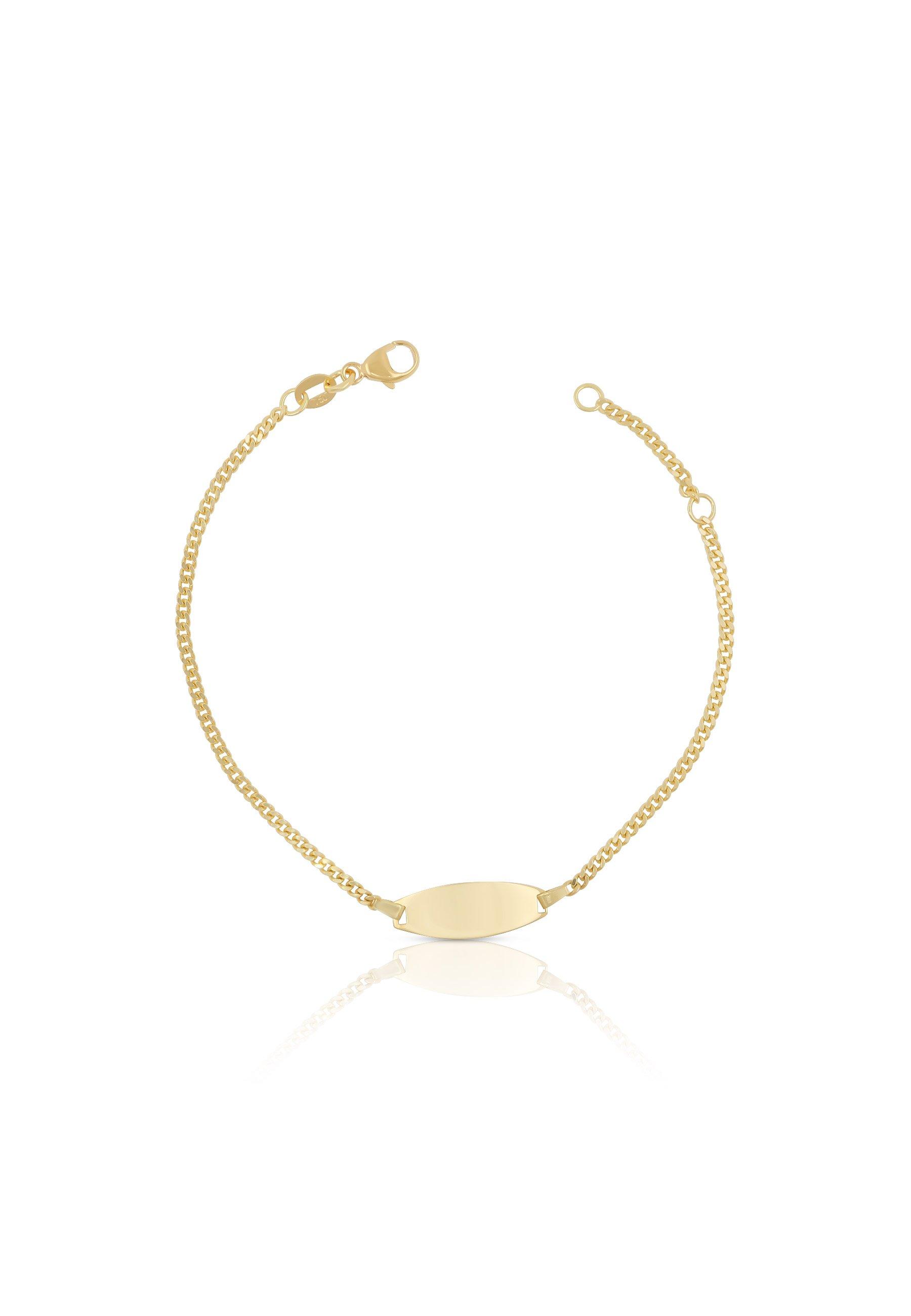 Bébé Bracelet Panzer Gelbgold 375, 18cm Gravurplatte 1.9cm Damen Gelbgold 18cm von MUAU Schmuck