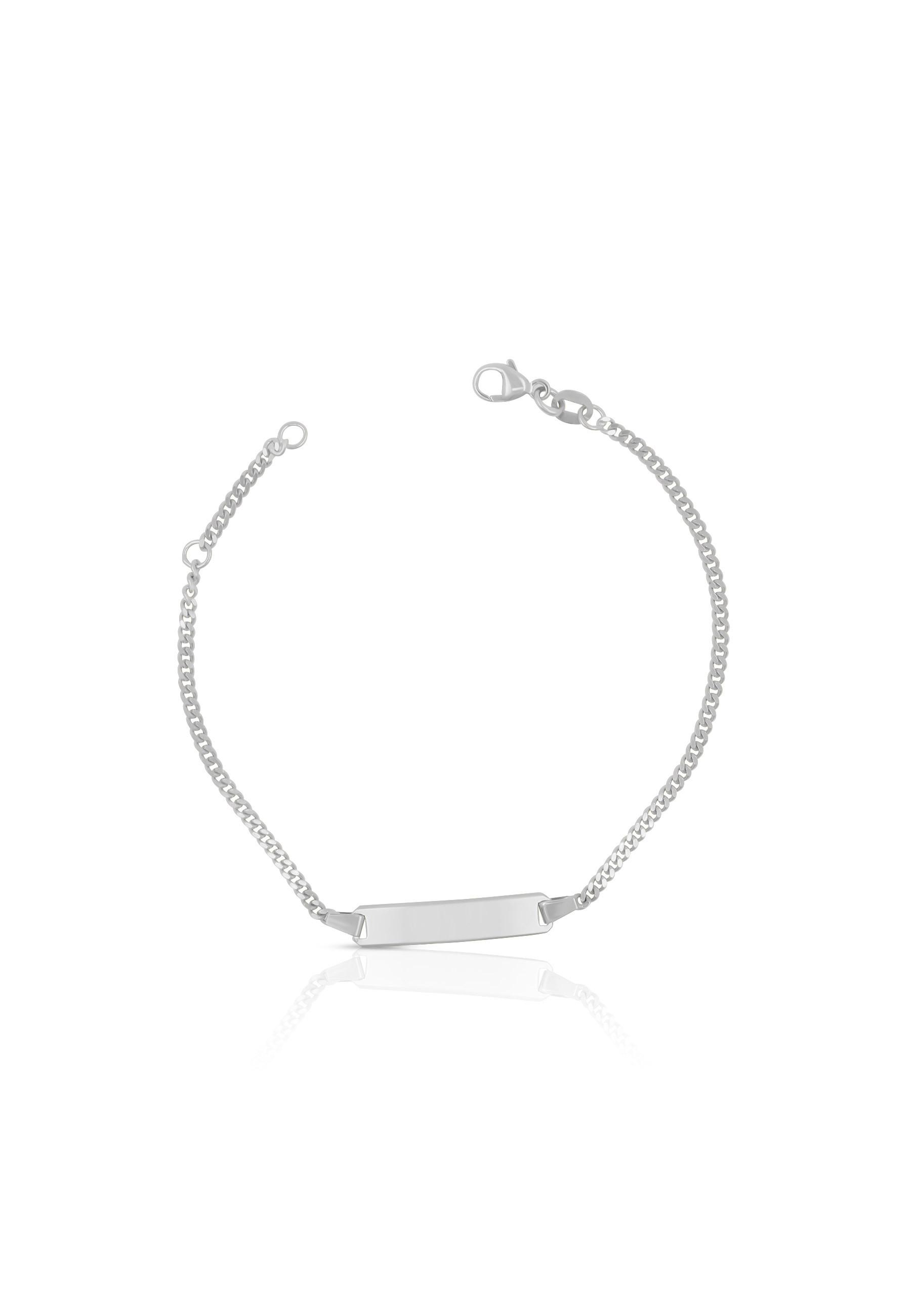 Bébé Bracelet Panzer Weissgold 375, 16cm Gravurplatte 2.1cm Damen Silber 16cm von MUAU Schmuck