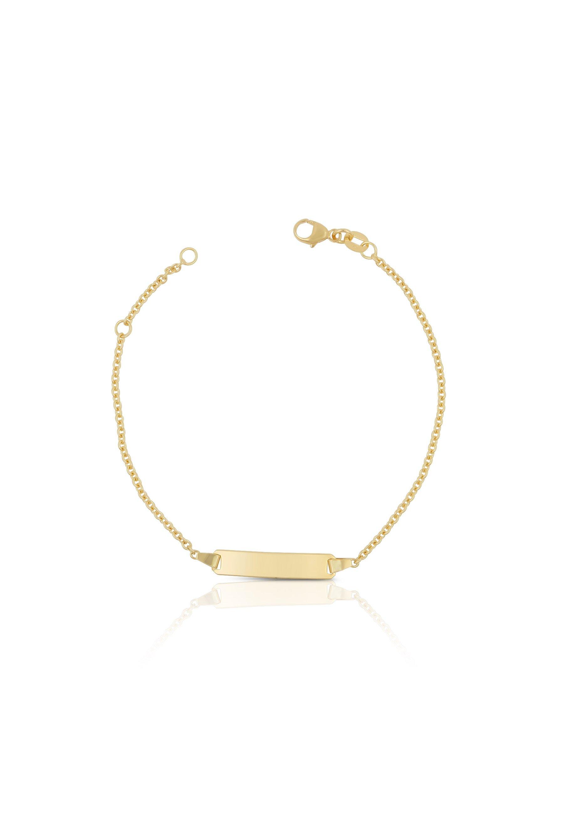 Bébé Bracelet Rundanker Gelbgold 375, 16cm Gravurplatte 1.9cm Damen Gelbgold 16cm von MUAU Schmuck