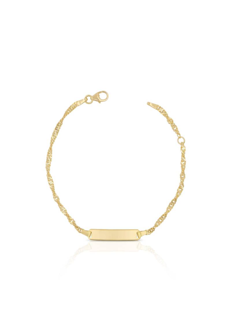 Bébé Bracelet Singapur Gelbgold 375, 14cm Gravurplatte 2.4cm Damen Gelbgold 14cm von MUAU Schmuck