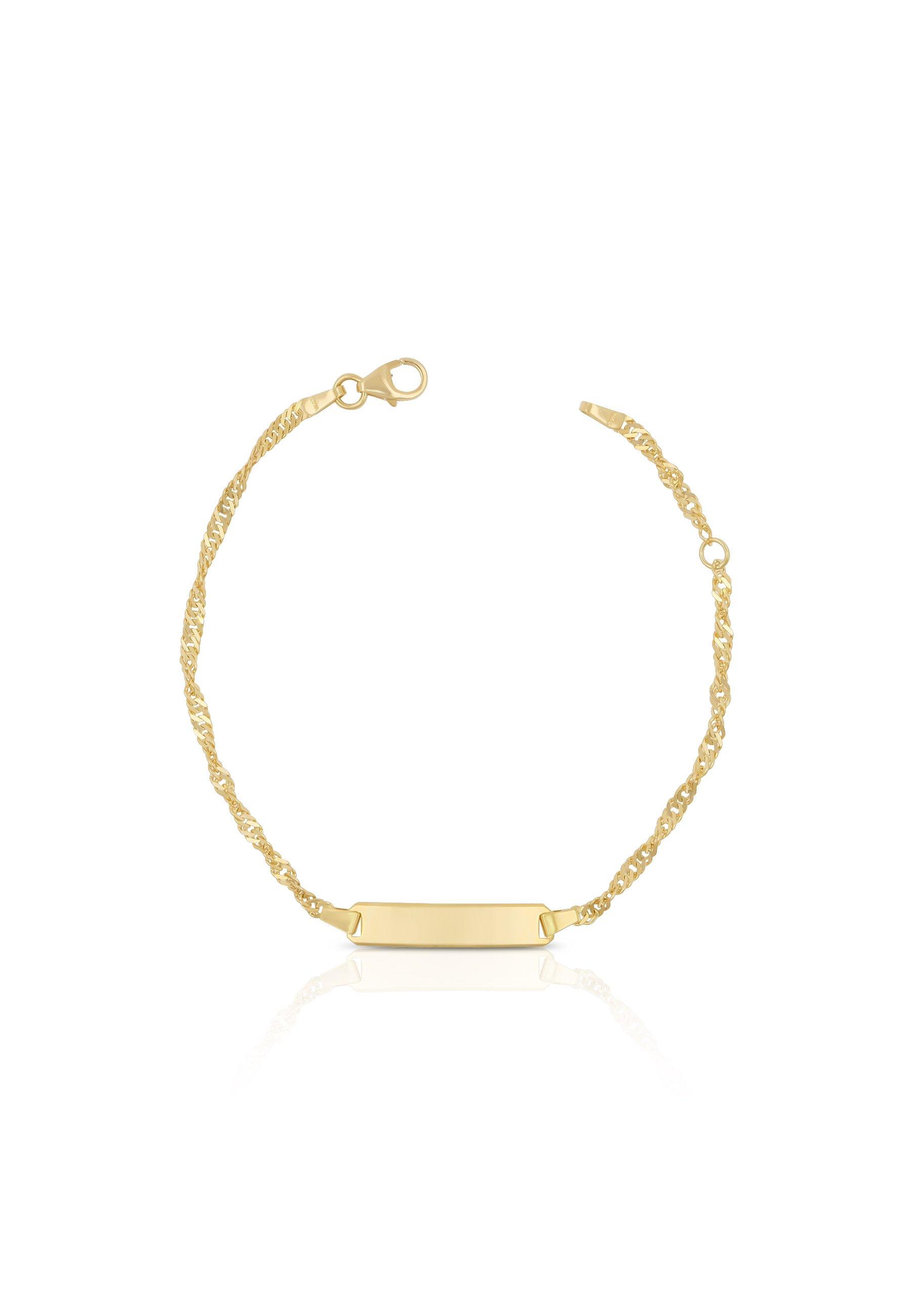 Bébé Bracelet Singapur Gelbgold 375, 18cm Gravurplatte 2.4cm Damen Gelbgold 18cm von MUAU Schmuck