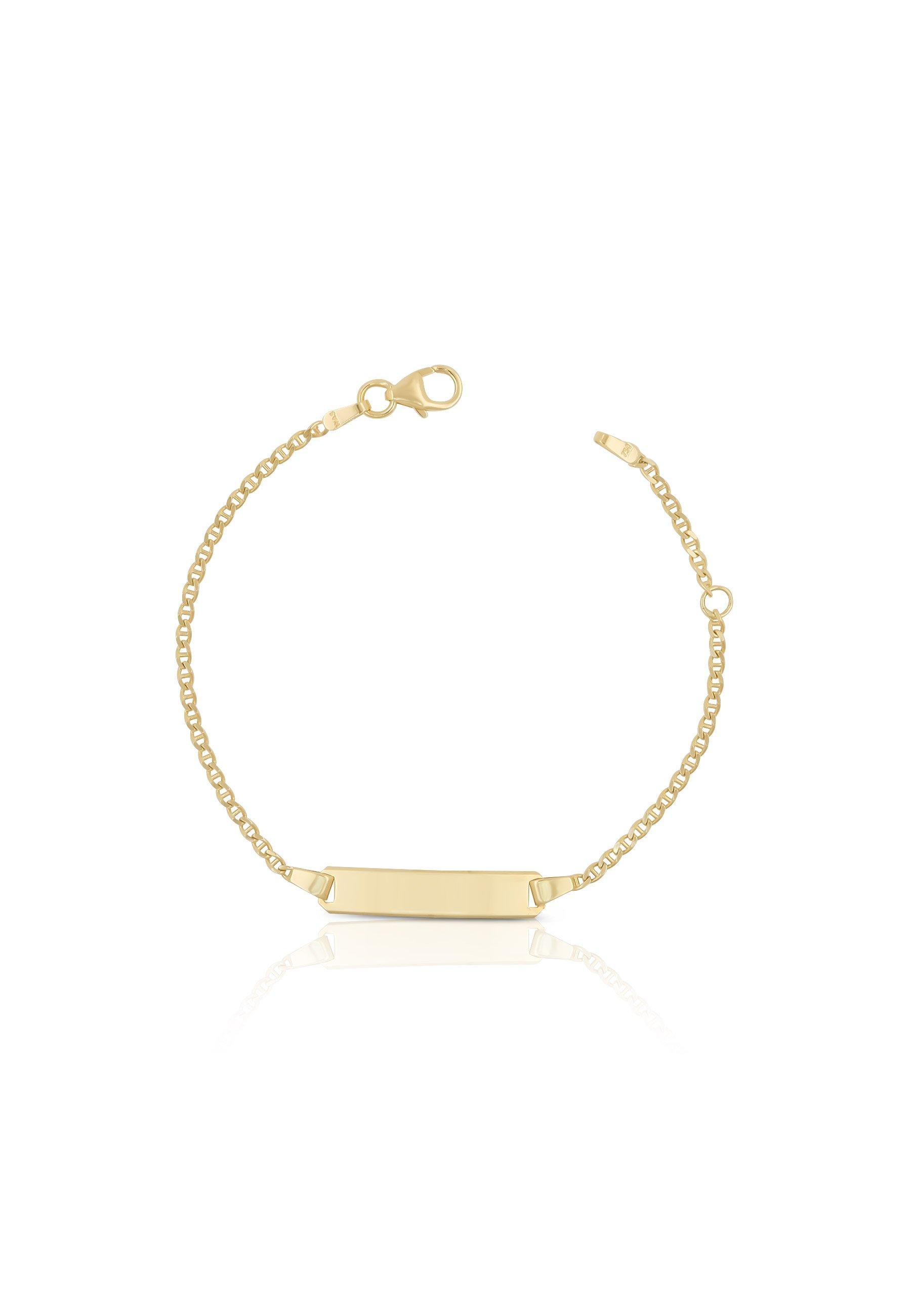 Bébé Bracelet Stäbchenpanzer Gelbgold 375, 14cm Gravurplatte 1.8cm Damen Gelbgold 14cm von MUAU Schmuck