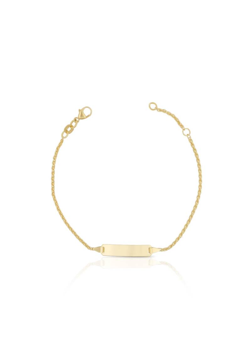 Bébé Bracelet Zopf Gelbgold 750, 16cm Gravurplatte 1.6cm Damen Gelbgold 16cm von MUAU Schmuck