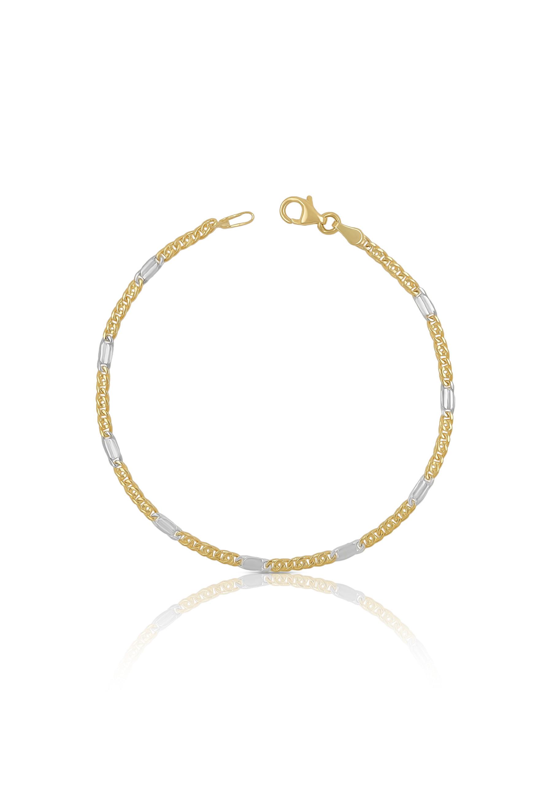 Bracelet Fantasie Bicolor Gelb-/weissgold 750, 2.5mm, 19cm Damen Gold 19cm von MUAU Schmuck