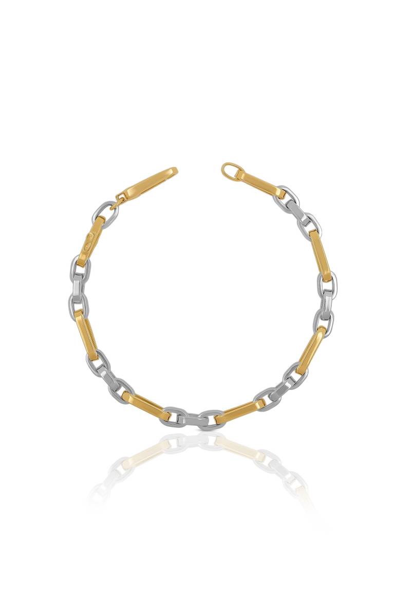 Bracelet Fantasie Bicolor Gelb-/weissgold 750, 5.1mm, 19cm Damen Gold 19cm von MUAU Schmuck