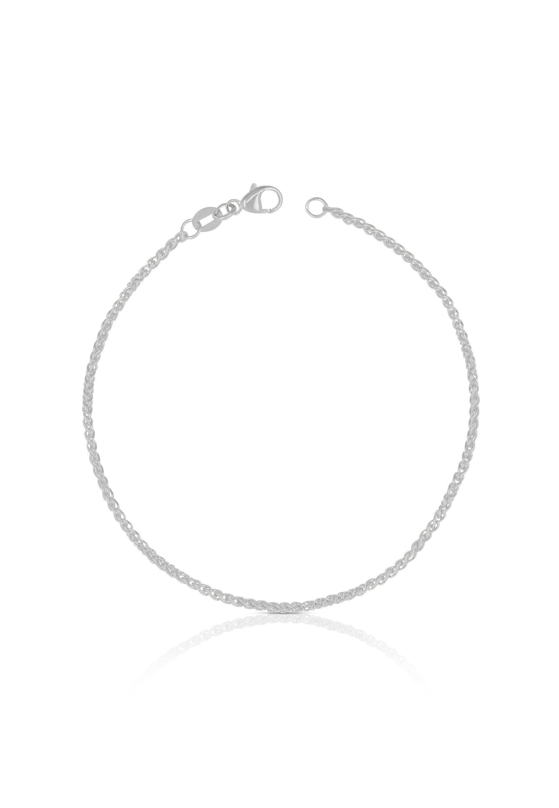 Bracelet Zopf Weissgold 750, 19cm, 1.6mm Damen Silber 19cm von MUAU Schmuck