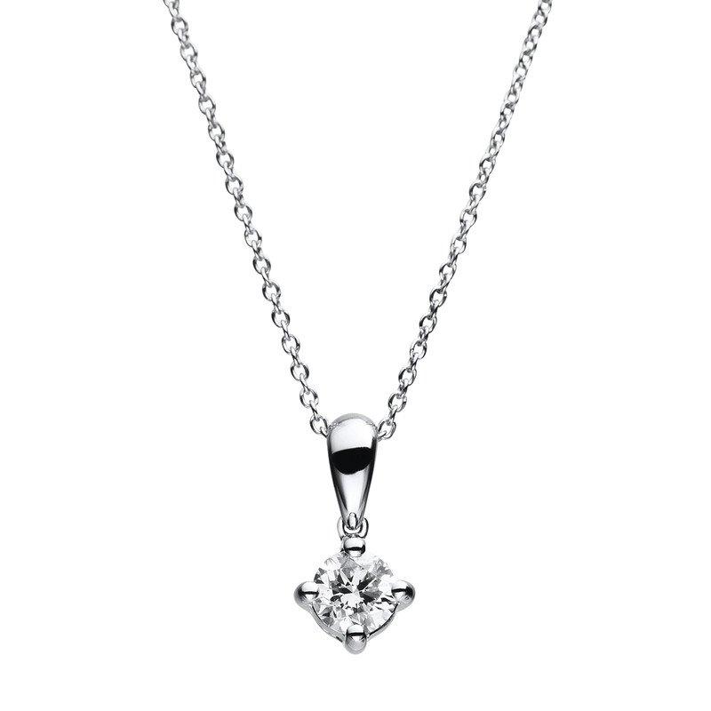 Collier 585/14k Weissgold Diamant 0.19ct. 42 Cm Damen Silber 42cm von MUAU Schmuck