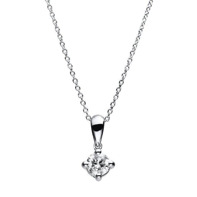 Collier 585/14k Weissgold Diamant 0.19ct. 42 Cm Damen Silber 42cm von MUAU Schmuck