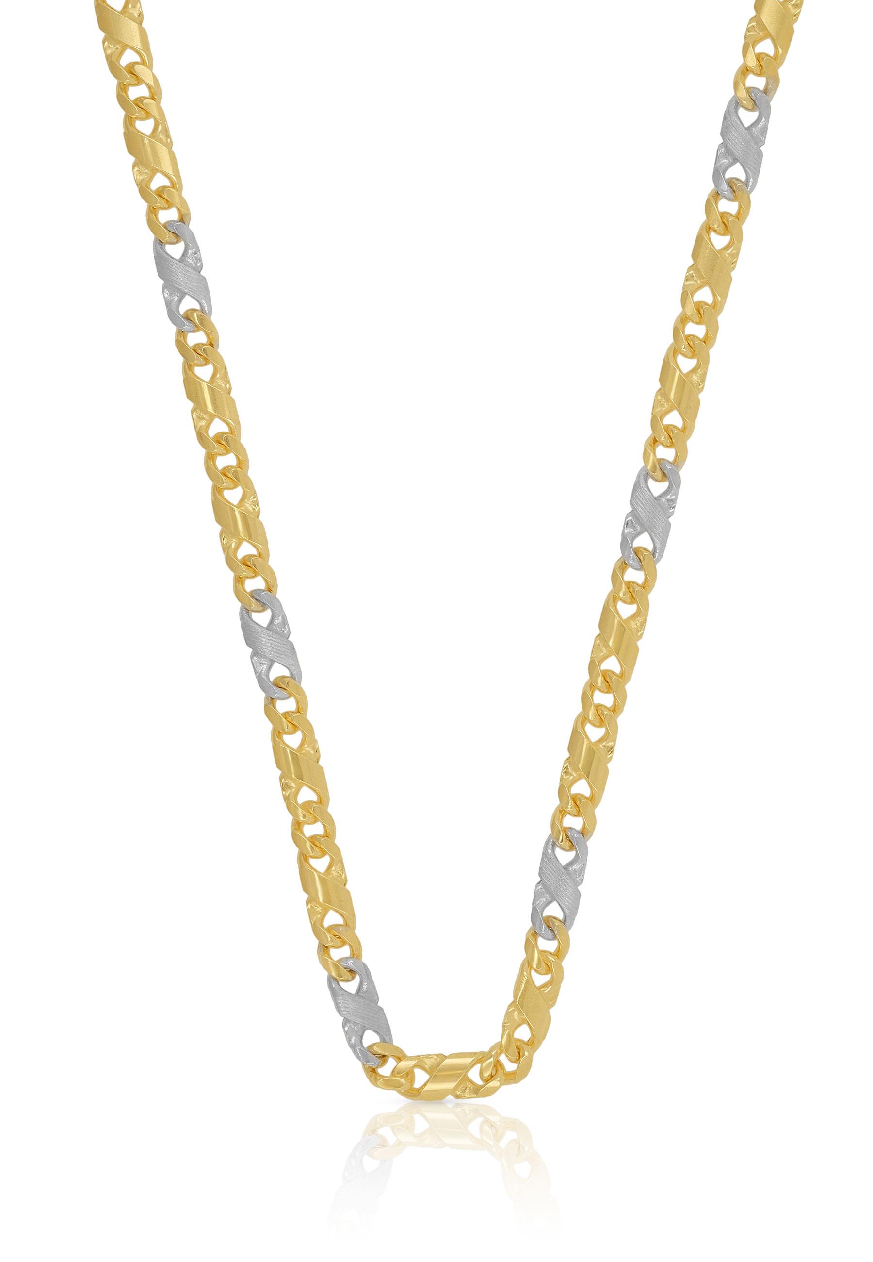 Collier 8er-kette Bicolor Gelb-/weissgold 750, 3.2mm, 42cm Damen Gold 42cm von MUAU Schmuck