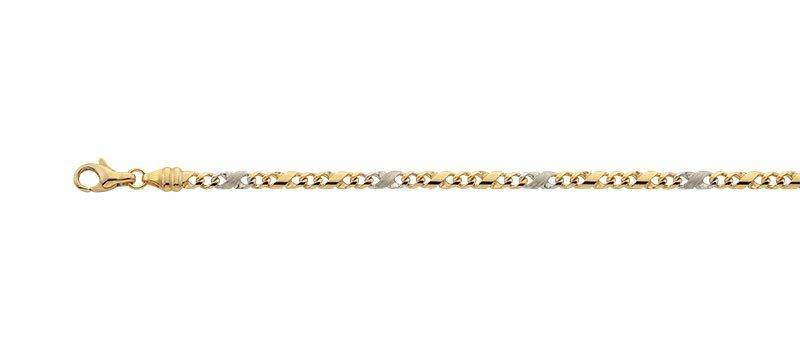 Collier 8er-kette Bicolor Gelb-/weissgold 750, 3.2mm, 50cm Damen Gold 50 CM von MUAU Schmuck