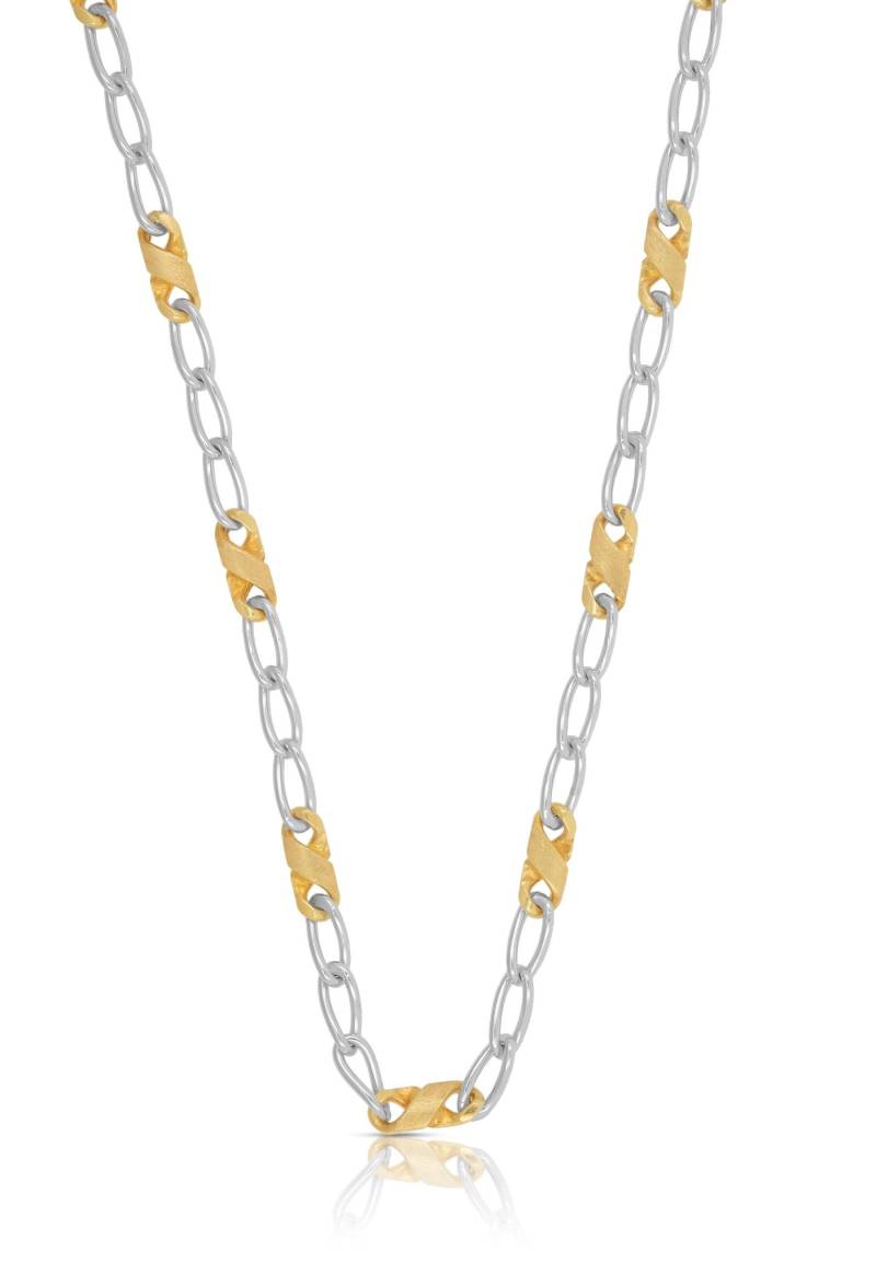 Collier 8er-kette Bicolor Gelbgold-/weissgold 750, 3.2mm, 45cm Damen Gold 45cm von MUAU Schmuck