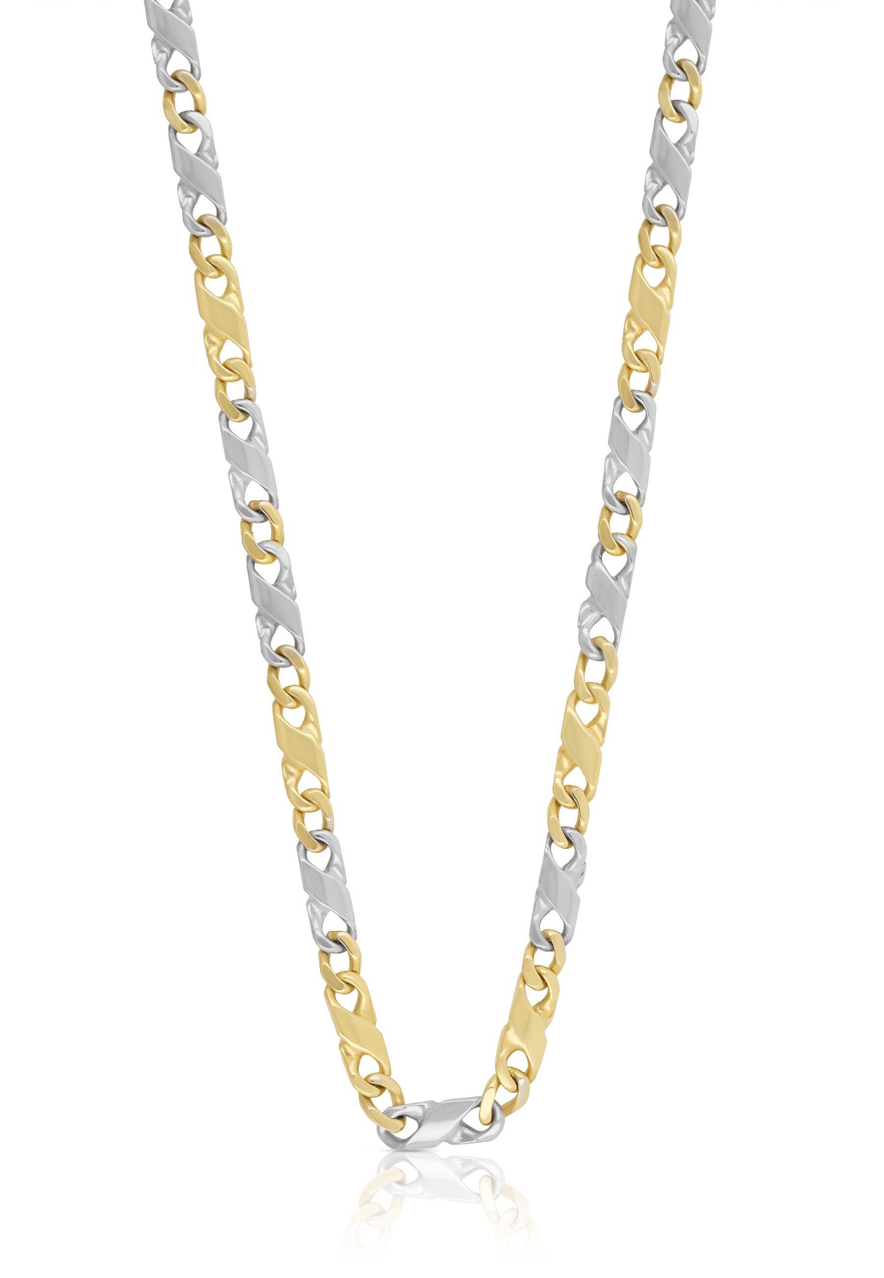 Collier Carrera Bicolor Gelb-/weissgold 750, 4mm, 60cm Damen Gold 60.5CM von MUAU Schmuck