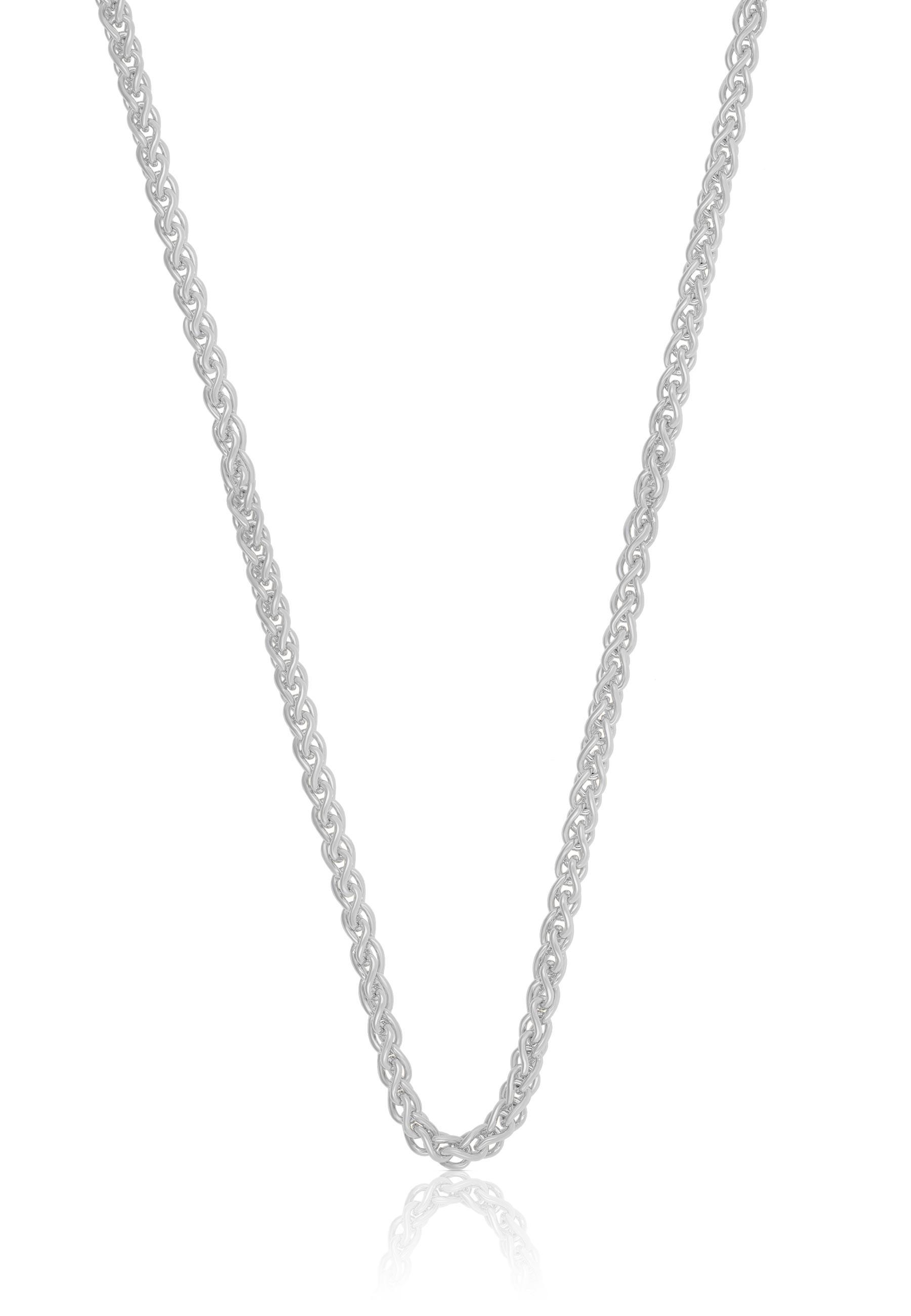 Collier Zopf Weissgold 750, 2.5mm, 55cm Damen Silber 55 CM von MUAU Schmuck