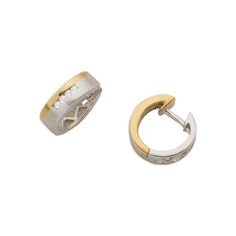 Creolen Bicolor Gelb-/weissgold 750 Diamant 0.1.00ct. 13mm Damen Gold ONE SIZE von MUAU Schmuck