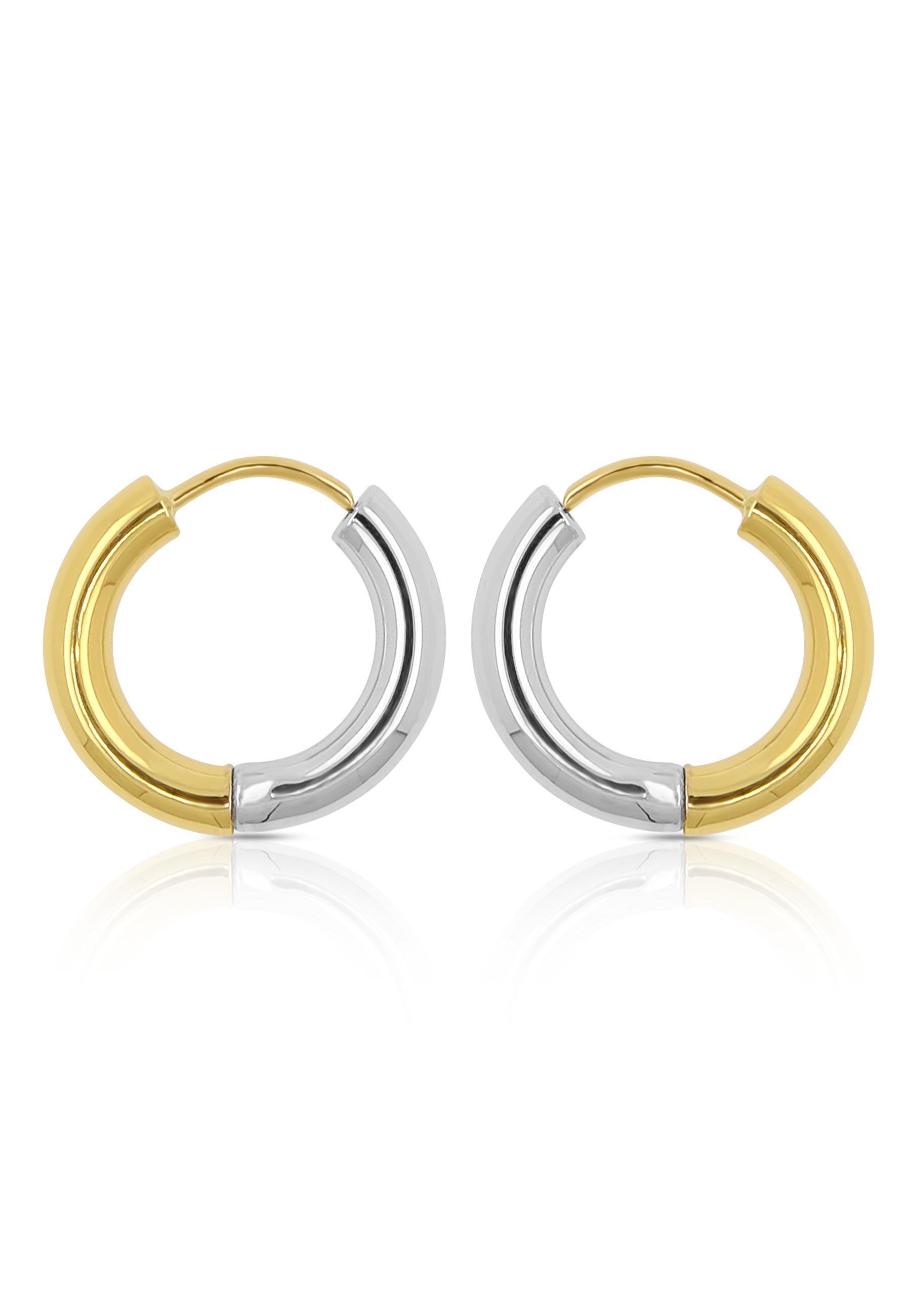 Creolen Bicolor Gelb-/weissgold 750 Runddraht 16mm Damen Gelbgold ONE SIZE von MUAU Schmuck