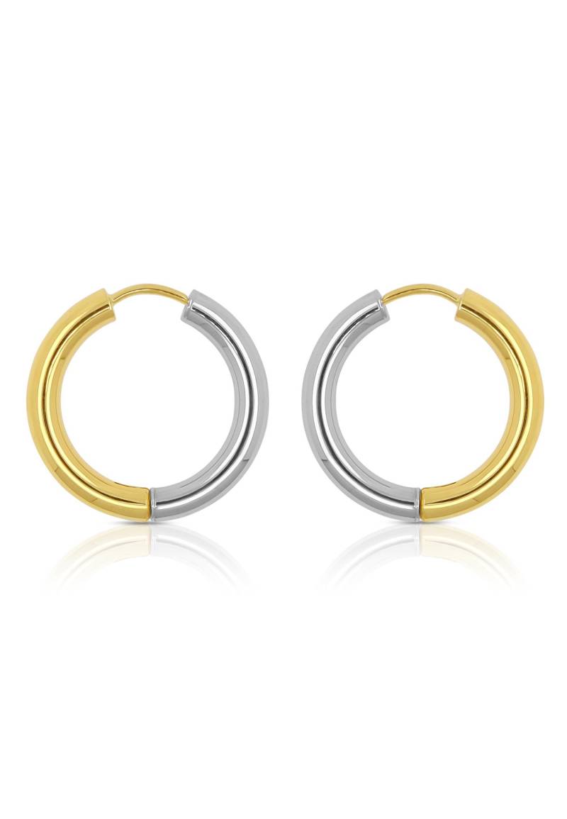 Creolen Bicolor Gelb-/weissgold 750 Runddraht 21mm Damen Gelbgold ONE SIZE von MUAU Schmuck