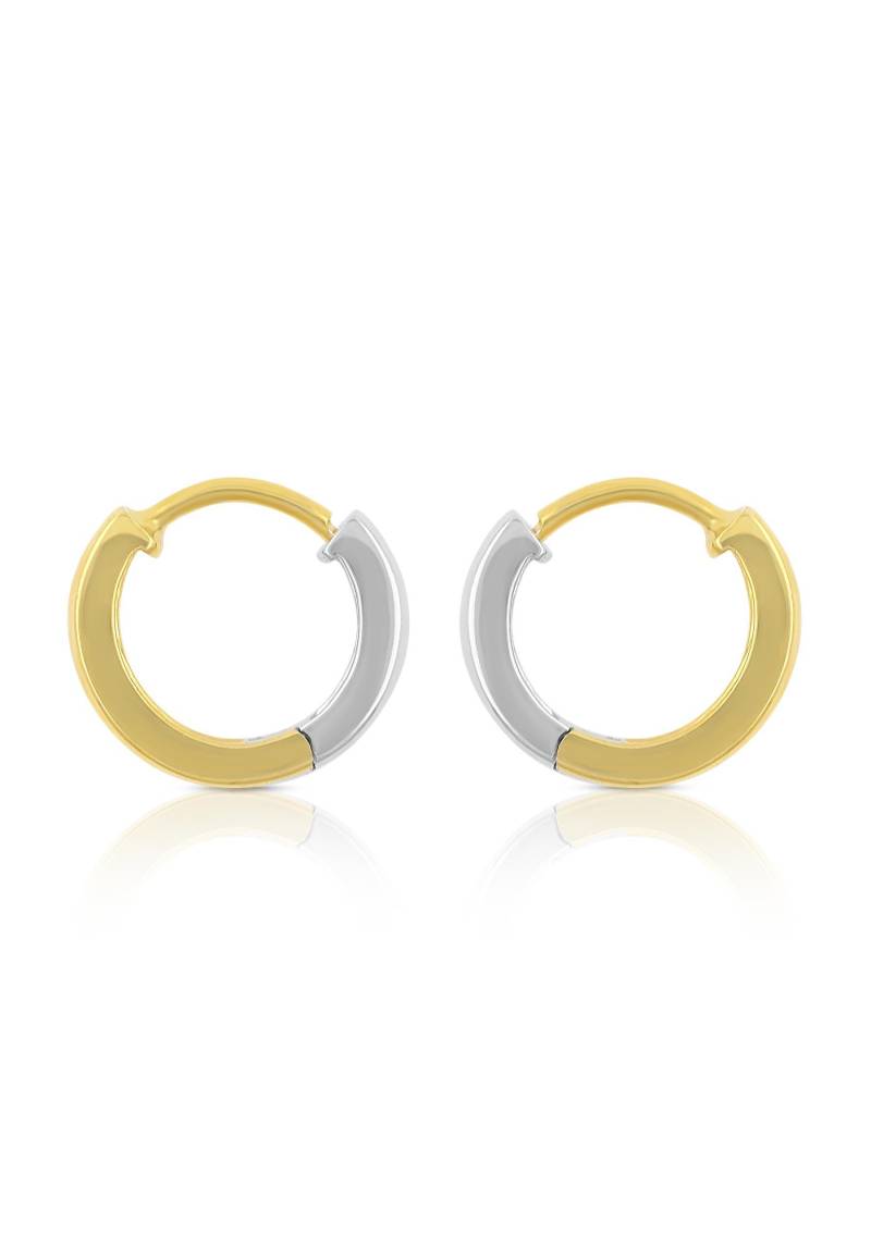 Creolen Bicolor Gelb-/weissgold 750 U-profil Scharnier 12.5mm Damen Gelbgold ONE SIZE von MUAU Schmuck