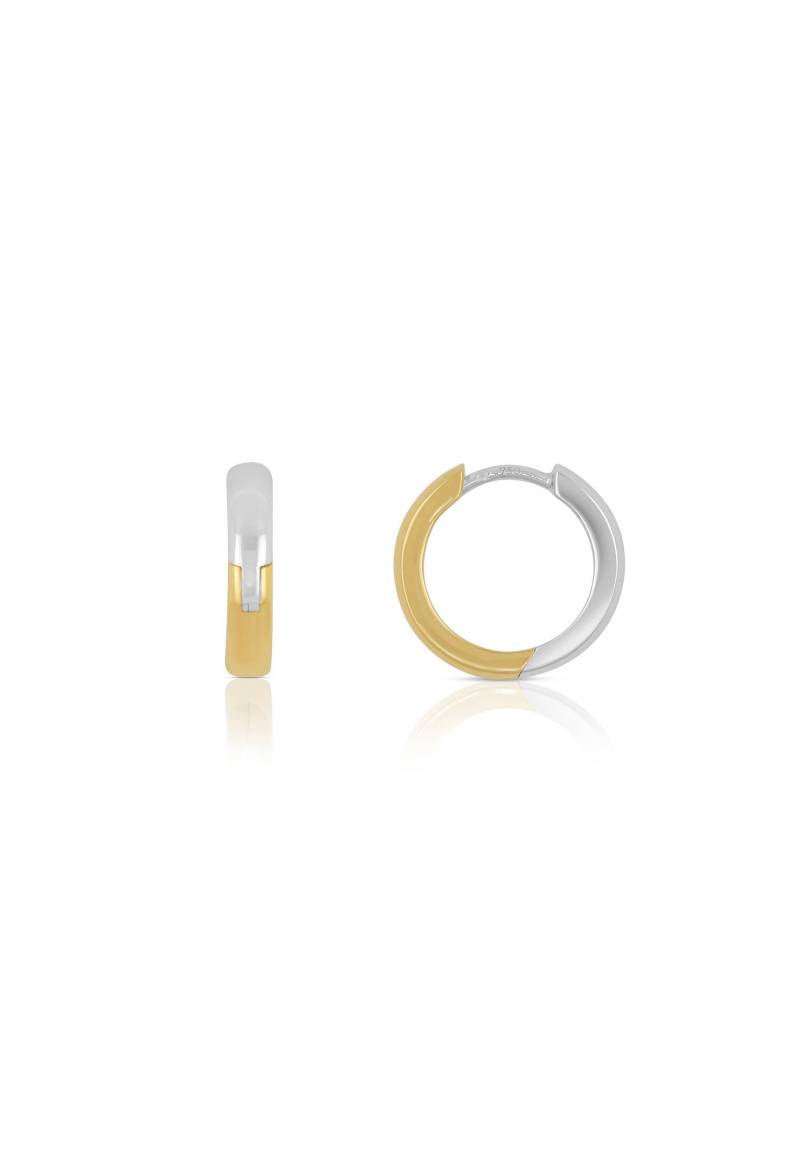 Creolen Bicolor Gelbgold-/weissgold 750, 14mm Damen Gold ONE SIZE von MUAU Schmuck