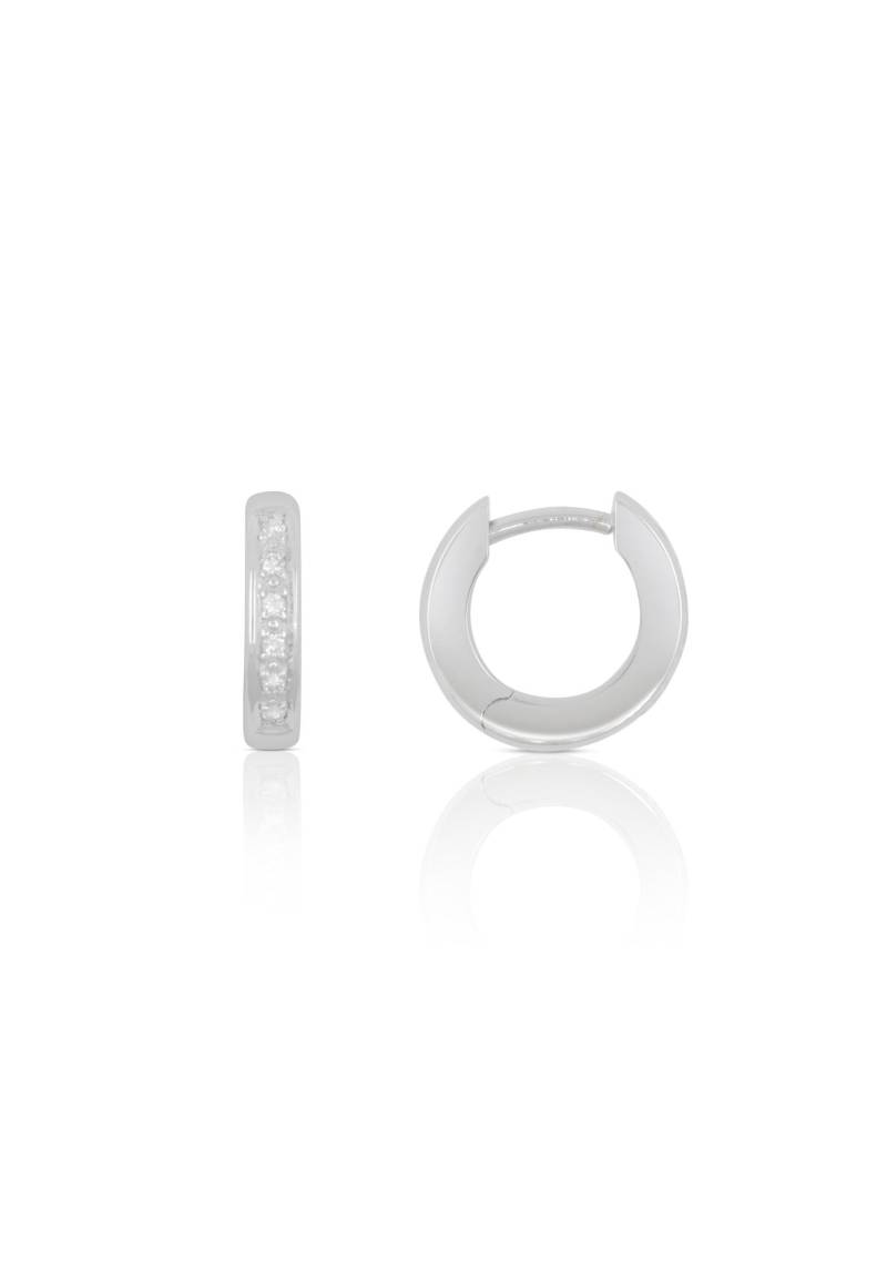 Creolen Weissgold 750 Diamant 0.09ct. 12mm Damen Silber ONE SIZE von MUAU Schmuck